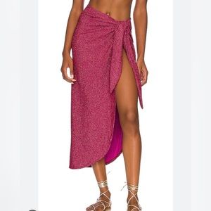 NWT- GOOD AMERICAN Glitter Tie Sarong in Hawaiian Pink